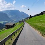 The last part of the hike leads down a paved road to Ortisei