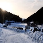Abendstimmung am Wanderparkplatz im Mühlbachtal