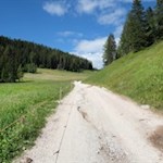 Anfangs folgt die Wanderung einem breiten Schotterweg