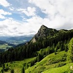 Blick auf den nunmehr hinter uns liegenden Lungkofel nahe dem Sarlridl