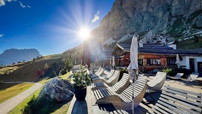 Jimmy moutain hut on Passo Gardena Pass