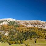 Blick auf den herbstlich umrahmten Paresberg