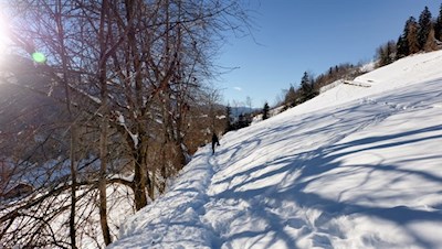 Winteridylle auf dem Sunnseitnweg in Villnöss