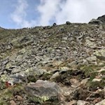 Der steinbeschlagene Anstiegsweg auf die Kassianspitze