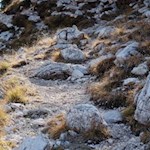 The path up Setesas leads through stone-covered meadows