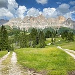 Ausblick von der Heinzen Alm auf den Rosengarten
