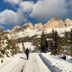 Vor der Kulisse des Rosengarten zur Frommer Alm