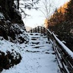 Auf dem rutschigen Waldsteig hinab nach Milland