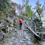 Der steile Anstieg auf dem Saubacher Kofelweg