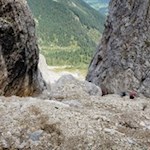 Der geröllreiche und felsige Anstieg durch die Panascharte