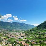 Blick auf den Meraner Talkessel vom Algunder Waalweg