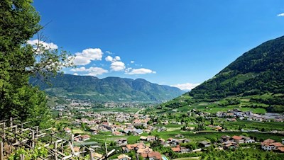 Blick auf den Meraner Talkessel vom Algunder Waalweg