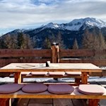 Ausblick von der Sonnenterrasse der Schönbergalm