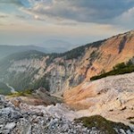 Our view falls into the Bletterbach gorge