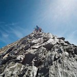 Sugli ultimi metri verso la vetta del Gran Pilastro è necessario avere un passo sicuro ed essere privi di vertigini