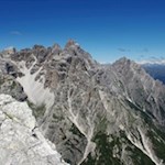 Blick auf die Dreischusterspitze von der Oberbachernspitze