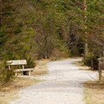 Längs des Weges laden einige Bänke zum Innehalten und Verweilen ein