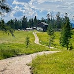 Inmitten idyllischer Wiesen liegt die Heinzenalm