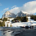 Blick auf den Lang- und Plattkofel von Saltria