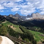 Ausblick auf den Rosengarten auf dem Weg zur Tschafonhütte