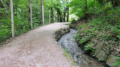 Den plätschernden Waal entlang zum Gasthaus Happichl