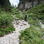 The rather steep ascent through the rocky gully