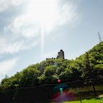 Blick auf die Überreste der Burg Brandis