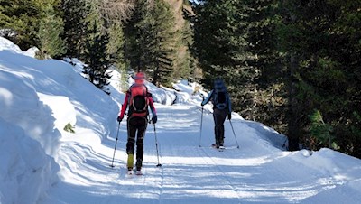 Auch Skitourengeher suchen die Getrumalm gerne auf