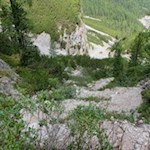 Im steilen, serpentinenförmigen Anstieg zur Drei-Zinnen-Hütte