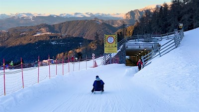 Abfahrt auf der Rodelbahn Obereggen