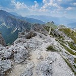 Vista sul Settesass durante la salita al Sass de Stria