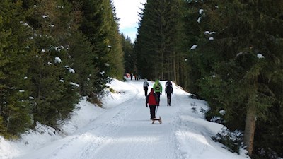 Durch den knirschenden Schnee zur Taistner Alm