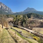 Von Ums führt der Wiesenpfad Nr. 3 Richtung Prösels