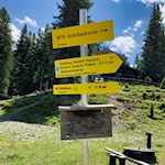 Von der Sattelbergalm ist der Anstieg auf den Sattelberg mit 1:30 h ausgeschildert