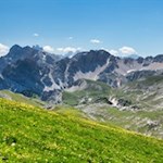 Blick auf die Pragser Dolomiten mit der markanten Hohen Gaisl 