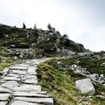 Die letzten Anstiegsmeter führen über einen liebevoll angelegten Plattenweg