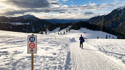Auf dem Rückweg wählen wir den rechts abzweigenden Winterwanderweg nach Zans