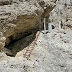 Iron ladder on the way to Passo del Vaiolon pass