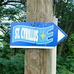 Der Europafahne nachempfunden: die Fahne des Europabesinnungsweges