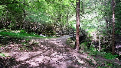 Hinter der Brücke beginnt der Carl-Toldt-Weg