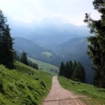 Rückweg mit dem Rosengarten im Hintergrund