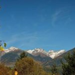 Blick auf die schneegeschmückte Rieserfernergruppe