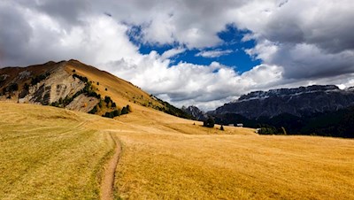 Unterhalb des Monte Pic breiten sich malerische Almwiesen aus