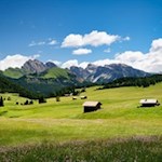 Die malerischen Seiser Almwiesen stehen in bezauberndem Kontrast zu den majestätischen Dolomiten