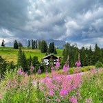 Rückwärtsgewandter Blick auf die Pension Simhild 