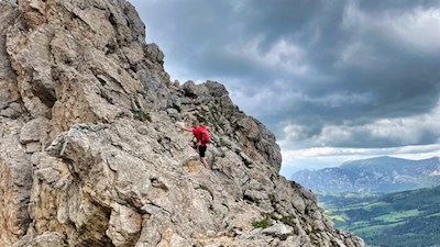 Seilgesicherter Anstieg auf die Poppekanzel
