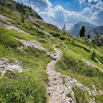 First ascent path to the Sass de Stria