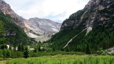Unser Blick fällt auf die Fanes Alm