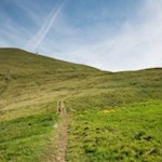 Über die recht steilen Grashänge auf den Gitschberg