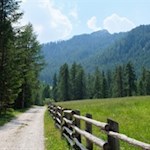 Vom Pares-Parkplatz steigt der Weg zunächst sanft in Richtung Ciampcios Hütte an 